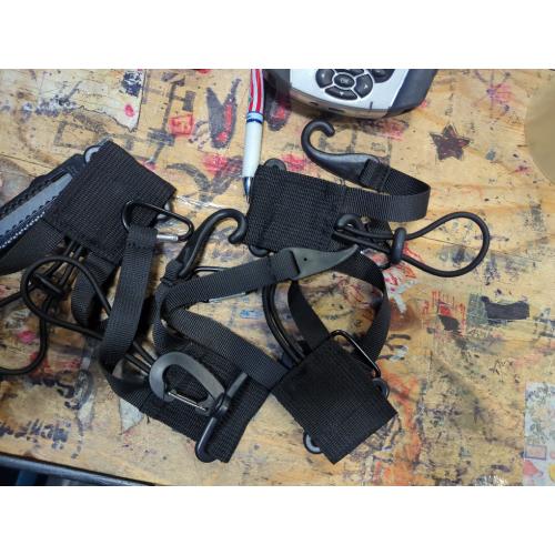 Deekin 4 Pcs Baseball Softball Gear Hanger 3 in 1 Dugout Organizer Bat Holder with Glove Clip and Helmet Hook for Fence Bag Water Bottle Hiking Camping (Black)