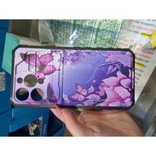 for Samsung Galaxy S24 Ultra Case Wallet Case with Credit Card Holder & Kickstand Dual Layer Hard PC Soft TPU Protective Cover for Galaxy S24 Ultra 6.8 inch - Pink Flowers Purple Butterflies