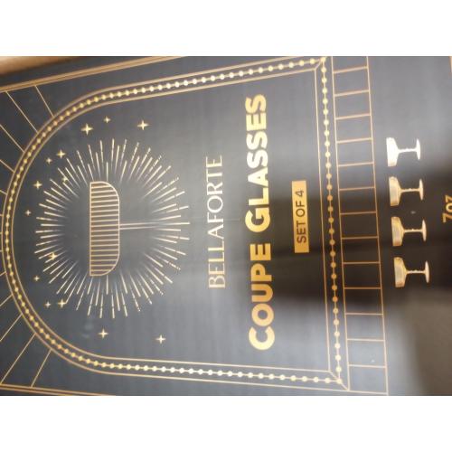 BELLAFORTE Champagne Coupe Glasses, Espresso Martini Glasses | Set of 4 | 7 oz Classic Cocktail Glasses, Fluted Glassware Crystal with Stem for Manhattan, Cosmopolitan in Premium Gift Box