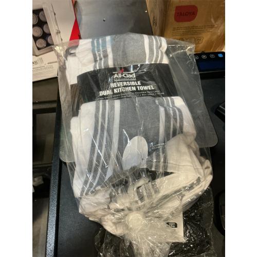 3 packs All-Clad Striped Dual Kitchen Towel in Pewter