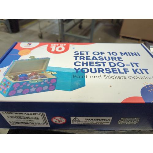 10 Sets Jewelry Box Painting Set for Kids with Stickers - Bulk Stockings & Birthday Goodie Bag Stuffer - Kids Party Favors Toy Return Gifts - Unfinished Wooden Treasure Boxes For Arts & Craft