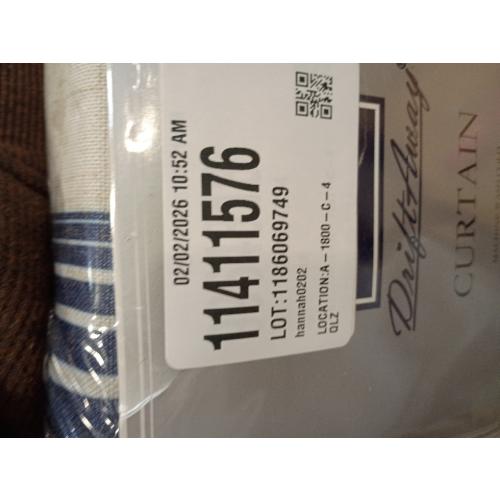 DriftAway Chris Vertical Striped Pattern Blackout Room Darkening Thermal Insulated Tie Up Adjustable Balloon Rod Pocket Curtain for Small Window, 45 x 63, Ivory Dark Blue