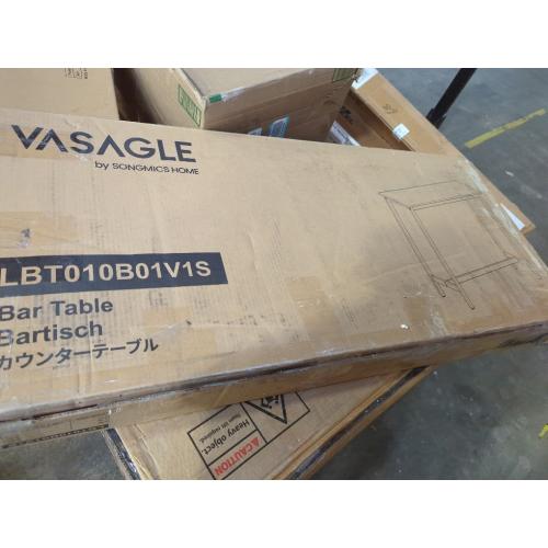 VASAGLE Bar Table, Narrow Long Kitchen Dining Table, Sturdy Metal Frame, Industrial, 15.7 x 39.4 x 35.4 Inches, Rustic Brown and Ink Black ULBT10X