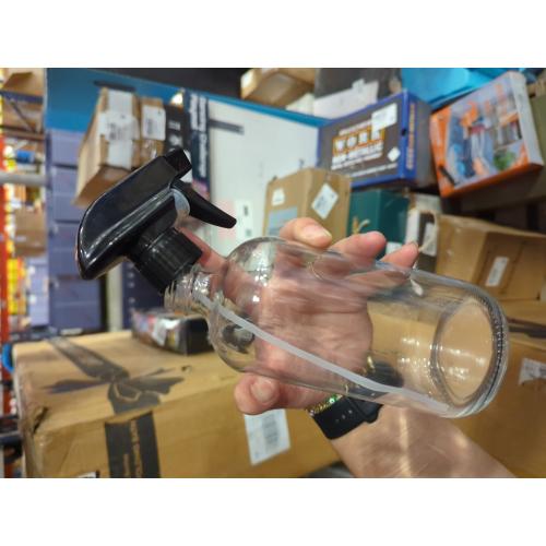 Glass Spray Bottles, 16oz Refillable Containers, Empty Boston Round Bottles with Labels & Adjustable Nozzle for Cleaning, Gardening, Aromatherapy, Pets, Plant, Hair -Clear (1 Pack)