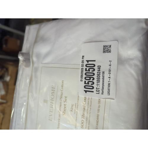 Everhome PimaCott Sateen Embroidered 800-Thread-Count King Sheet Set in Microchip