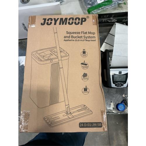 JOYMOOP Mop and Bucket Set with Wringer, Flat Mops for Floor Cleaning, Wall Mop Cleaner with Long Handle, Hardwood Floor Mop with 4 Microfiber Pads