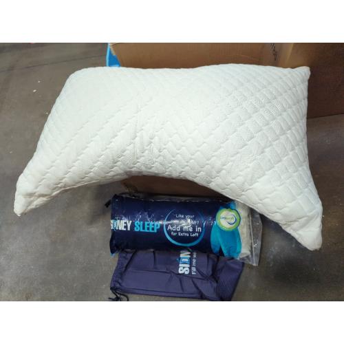 Sidney Sleep Pillow for Side and Back Sleepers - Comfort for Neck and Shoulder Pain - Adjustable Contour Fill - Queen Size - Extra Fill Included (White)