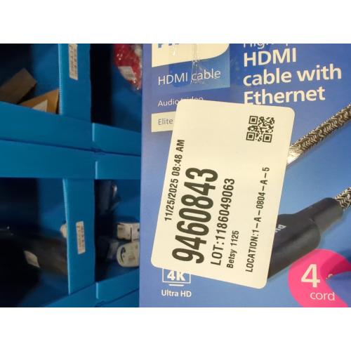 Philips 4' Elite Premium High-Speed HDMI Cable with Ethernet,  4K@60Hz - Braided