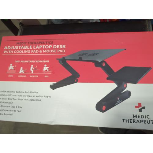 Medic Therapeutics Adjustable Laptop Desk w/ Cooling Pad & Mouse Pad