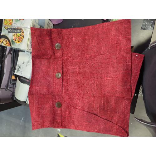 MIULEE Set of 2 Decorative Linen Pillow Covers Farmhouse Vintage with Triple Button Spring Accent Pillows for Couch Sofa Bed Living Room Home Decor 18x18 Inch Red