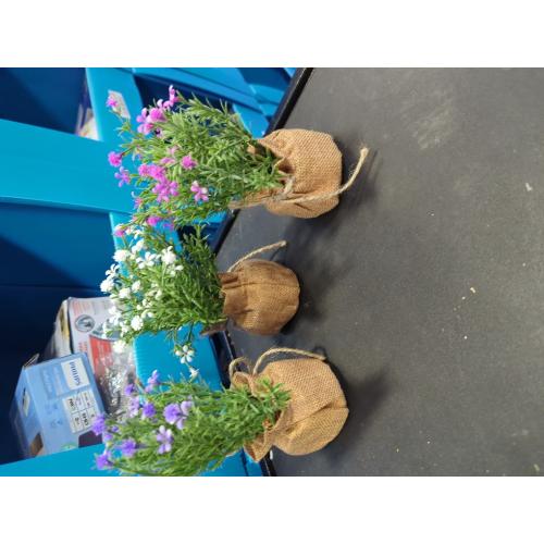 Velener Babys Breath Artificial Flowers in Small Burlap Bag Vases 3Pcs -Gypsophila Faux Flowers Farmhouse Home Coffee Table Bookshelf Office Desk Decorations Kitchen Dining Room Fake Plants Indoor