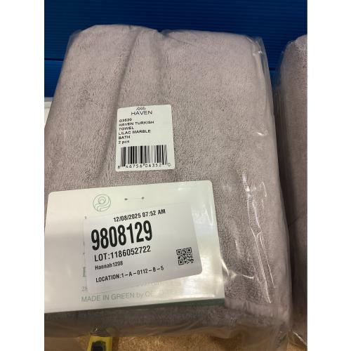 Haven Turkish Cotton Bath Towel in Lilac Marble 2 PACK
