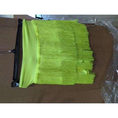Kids Girls Size 45 Children Tassel Latin Tango Salsa Dance Skirt Elastic Waist Stretchy 3-Layered Fringe Ballroom Dancewear