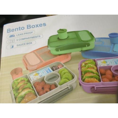 Blue Lunch Box Kids,Bento Box Adult,Lunch Containers for Adults/Kids/Toddler,5 Compartments Bento Lunch Box with Sauce Vontainers,Microwave & Dishwasher & Freezer Safe,BPA Free