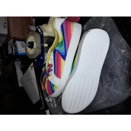 Womens Platform Sneakers Rainbow Stripe | Colorful Casual Fashion Shoes Lightweight Low Top for Everyday Walking 39