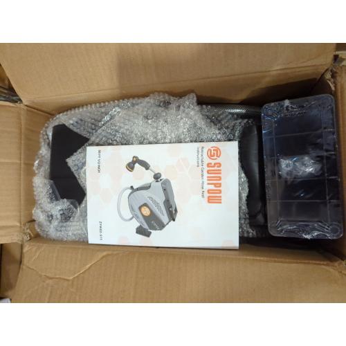 Black Grey and Orange SUNPOW Retractable Garden Hose Reel - 1/2 inch x 50ft Wall Mounted Hose Reel with 3/4 inch Brass Fitting & 10 Function Sprayer Nozzle - Any Length Lock, Auto Rewind System, 180°Swivel Bracket - Grey