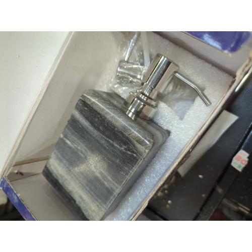 Soap Dispenser Lotion Dispenser - Made of Natural Stone - Bathroom Accessories Bath Set (Grey)