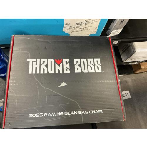 New only open for inspection Throne Boss Gaming Bean Bag Chair for Kids with High Back – Floor Gaming Chair, Easy to Clean Oxford 420D Fabric, Large Side Pockets, Headphone Hanger – Cover ONLY Add 200 Liters Beans (Blue)