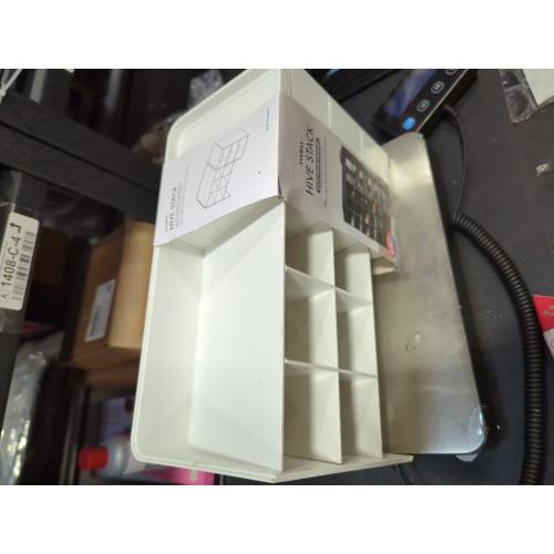 WHITE  Sysmax Hive Stack Desk Organizer – Stackable Pen Holder, Stationary Organizer with Drawers - Office Storage, School Supplies, Makeup (Made in Korea, white)