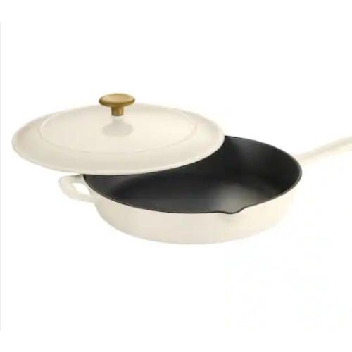 Tramontina Bestow Enameled Cast Iron Skillet with Lid, 12-inch Frying Pan, Blue