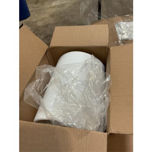 Modern Round Waste Basket - 3.2Gal/12L Open Top Trash Bin - White Garbage Can with Removable Plastic Bin - Keeps Liner Bag Hidden - Bathroom Garbage Can or Trash Can for Kitchen - Minimalist Office