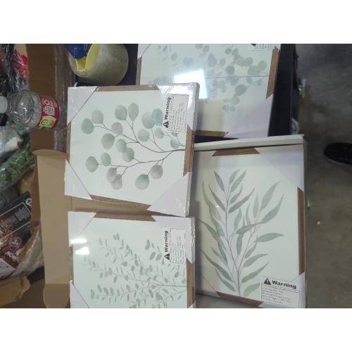 Drsoum Botanical Plant Framed Wall Art Boho Wall Decor for Bathroom Sage Green Eucalyptus Leaf Prints Minimalist Aesthetic Ready to Hang Set of 4, 8x10 in (Natural Framed)