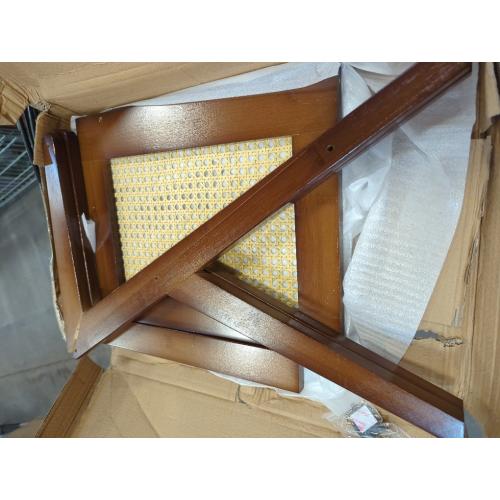 Product new. Box damage Rattan End Table with Magazine Rack Glass-top Bamboo Sofa Side Table Accent Bedside Nightstand Boho Z Shaped Coffee Table for Bedroom Living Room Small Space, Walnut