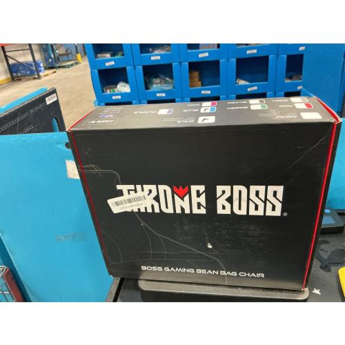 Throne Boss Gaming Bean Bag Chair for Kids with High Back – Floor Gaming Chair, Easy to Clean Oxford 420D Fabric, Large Side Pockets, Headphone Hanger – Cover ONLY Add 200 Liters Beans (Blue)