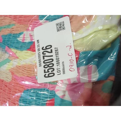 RNGEDDG WOMEN'S CASUAL V- NECK SHORT HALF SLEEVE FLOWER PRINTED DRESS SUMMER THIN FLOWY WAIST A- KNEE- LENGTH MINI SKIRT.