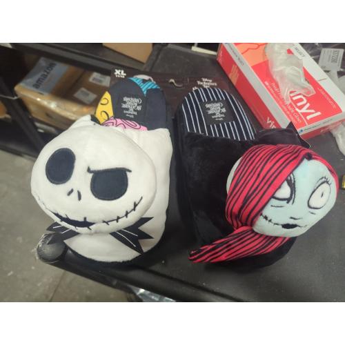 Size XL 11-12 Color Black Disney Ladies Nightmare Before Christmas Slippers - Ladies Classic Jack Skellington Slip On 3D Plush Slippers Slip On Slides Shoes