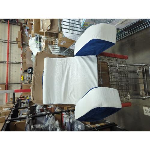 Blue and White 19Inch Wedge Reading Cushion, Back Pillow for Bed Sitting Up, Cushion with Arms for TV Book Gaming Dorm Rooms, Backrest