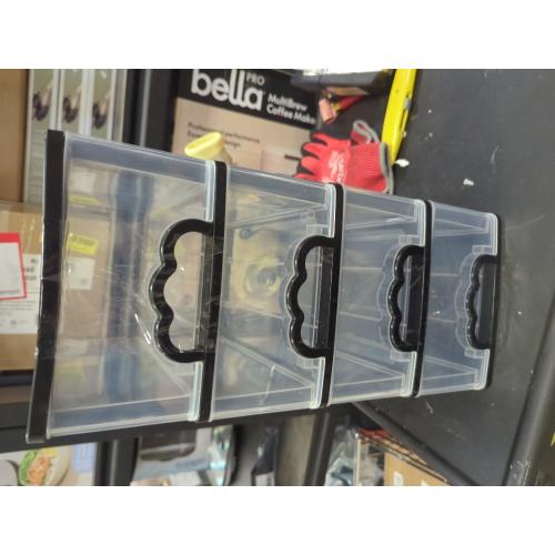 Desktop Organizer with 4 Drawers, Clear Plastic Storage Drawer Unit, Small Desk Organizer Storage Box, Durable Storage Bin Container Case for Countertop Stationery Pens Makeup Office Supplies