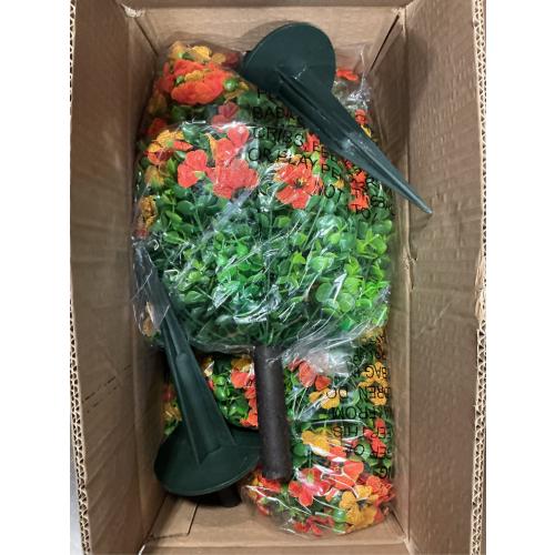 Artificial Topiary Bushes for Outdoors with Spike, Boxwood Ball Fake Shrubs UV Resistant Faux Plants for Indoor Outdoor Fall Thanksgiving Halloween Decor (Orange Green)