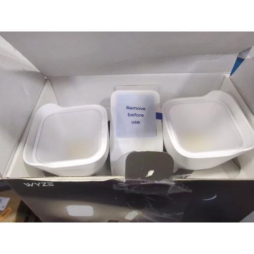 Color White Wyze Wired Outdoor Wi-Fi Floodlight v2 Home Security Camera with 2K Video, Color Night Vision, Motion Activated LEDs - White