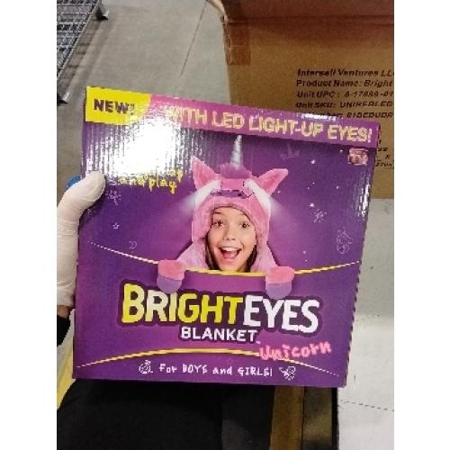 2021 Version Bright Eyes Blanket - Super Soft Blanket for Kids with LED Lights - Hooded Blanket, Robe, Comfy Throw Blanket, Unicorn; Warm Fuzzy Blanket, Animal Blanket, Machine Washable