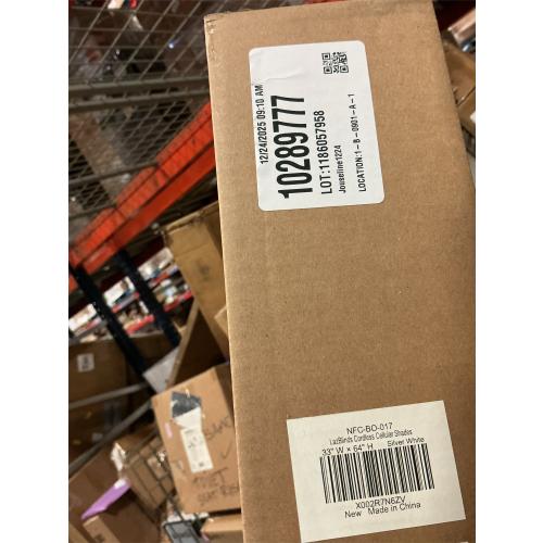 LazBlinds Cordless Cellular Shades, No Tools No Drill Blackout Honeycomb Shades Pleated Blinds for Windows, 33 W x 64 H, Silver White