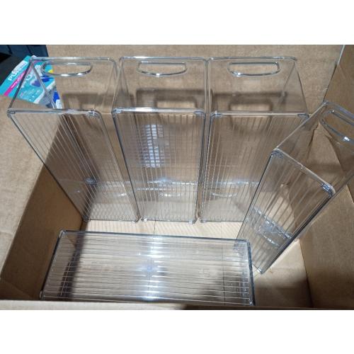 iDesign Plastic Stackable Pantry Bin with Handles, Set of 4, Clear | For Kitchen Cabinets or Fridge, Made in USA