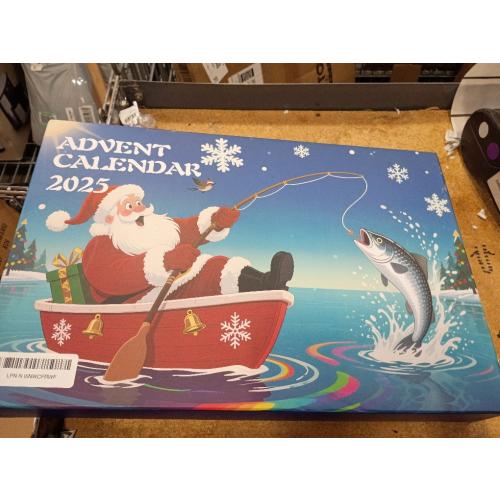 Fishing Advent Calendar 2025 for Men, 24 Days Christmas Countdown Fishing Lure Advent Calendars with Rod Holder, Landing Net, Fish Gripper, Hook, Bait - Christmas Gifts for Father, Husband, Boyfriend