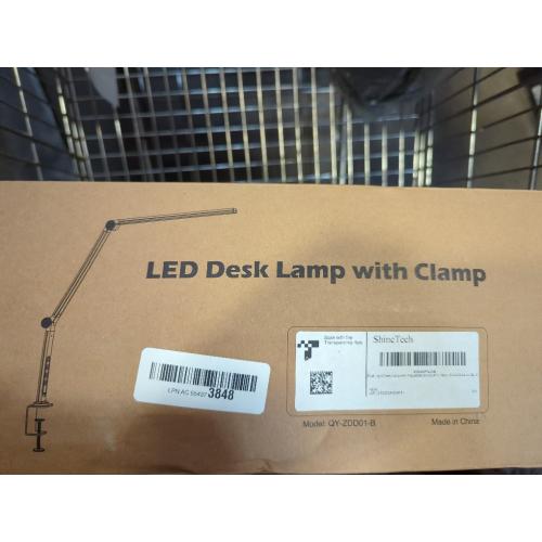 Black ShineTech LED Desk Lamp with Clamp, Architect Lamp for College Dorm & Home Office, Dual Lights with 4CCCT & 5 Brightness Levels for Sewing, Studying, Working