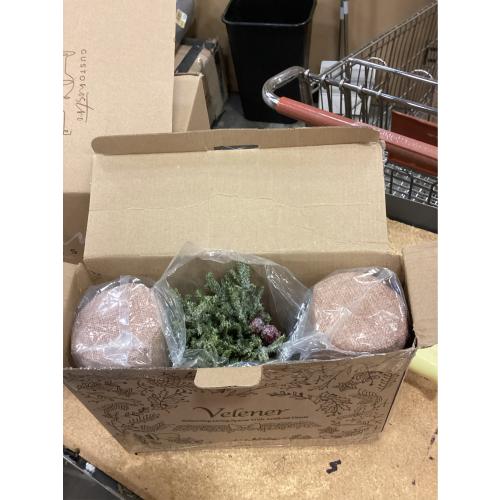 Velener Artificial Christmas Flowers for Outdoor-3 Pcs Faux Pine Branches with Red Berries & Pinecones, Fake Christmas Greenery Stems with Burlap Bag Vase, Winter Norfolk Pine Branches for Indoor