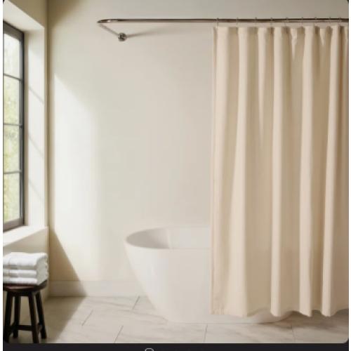 Waffle Textured Cotton Blend Shower Curtain (ivory)