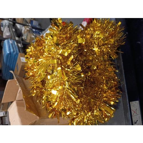 33FT Christmas Tinsel Garland,Gold Shiny Metallic Foil Decorations for Parade Floats, Halloween, Christmas Tree, New Year Parties,Birthday Party,Indoor and Outdoor Disco Party Supplies