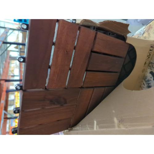 THYOI 10 Pcs Interlocking Deck Tiles 12 x 12, Patio Flooring Outdoor Waterproof, Acacia Wood Tiles All Weather, Floor Tiles for Balcony, Backyard, Indoor and Outdoor use (Round Joint, Dark Brown)