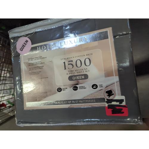 Hotel Luxury Queen Luxurious Cotton Rich 1500 Thread Count 6pc Sheet Set Grey Extra Deep Pocket