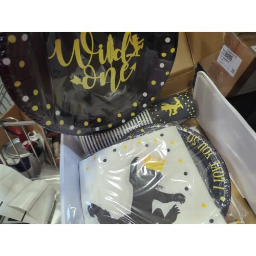 Set of 96 Wild One Birthday Decorations | 96 Pieces - 4-in-1 Wild One Party Supplies | First Birthdays Plates | Wild One Napkins| Disposable Cups/Glasses |First Birthday Decorations | Wild one Table Cloth