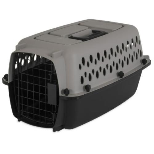 Vibrant Life Pet Portable Kennel for Dogs, Hard-Sided Travel Carrier, Durable, Metal Door, Black & Grey, For Pets up to 10 lbs, 19 L x 12.3 W x 10.8 H