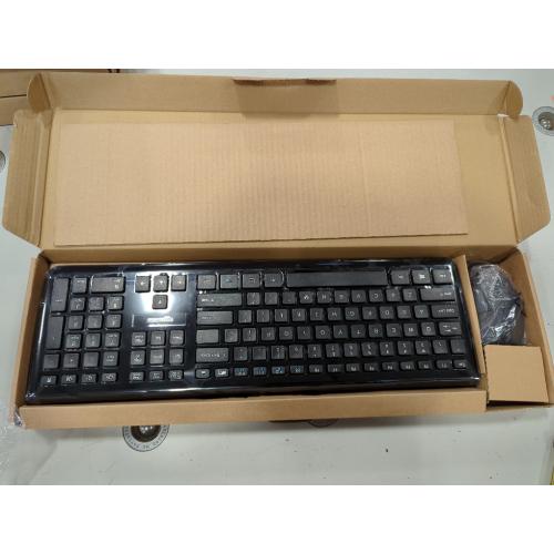 Black Amazon Basics Wired Keyboard and Mouse Bundle, Full-Sized, QWERTY Layout, Black