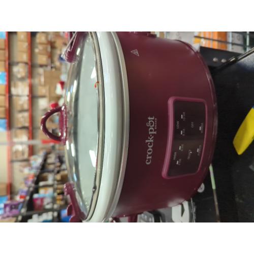 Crock-Pot 6qt Cook & Carry Programmable Slow Cooker Ceramic Lambrusco Red: 3 Settings, Dishwasher-Safe Parts, 210W