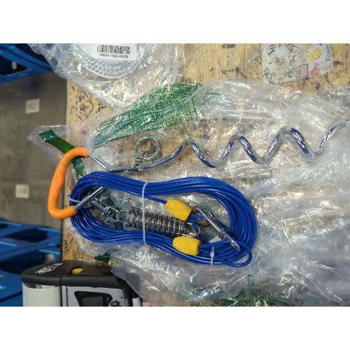 Petbobi Dog Tie-Out Cable and Stake - 30ft Heavy Duty Cable with Spring, No Tangle, 16in Ground Stake, Ideal for Yard, Camping and Beach, Suitable for Small Medium Large Dogs Up to 120 lbs, Blue