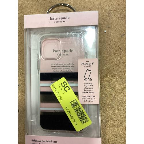 kate spade new york Defensive Hardshell Case (1-PC Comold) for iPhone 11 Pro, Park Stripe Gold Foil/Black/Cream/Cream Bumper/Clear